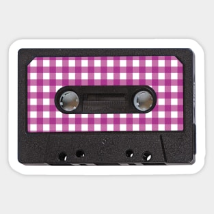 Audio Tape Vintage Gingham Pink Sticker